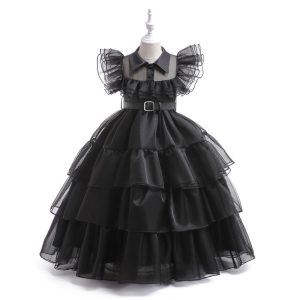 Girls' Dress Adams Style Princess Dress Kids Cosplay Tulle Layered Skirt Ruffled Dress