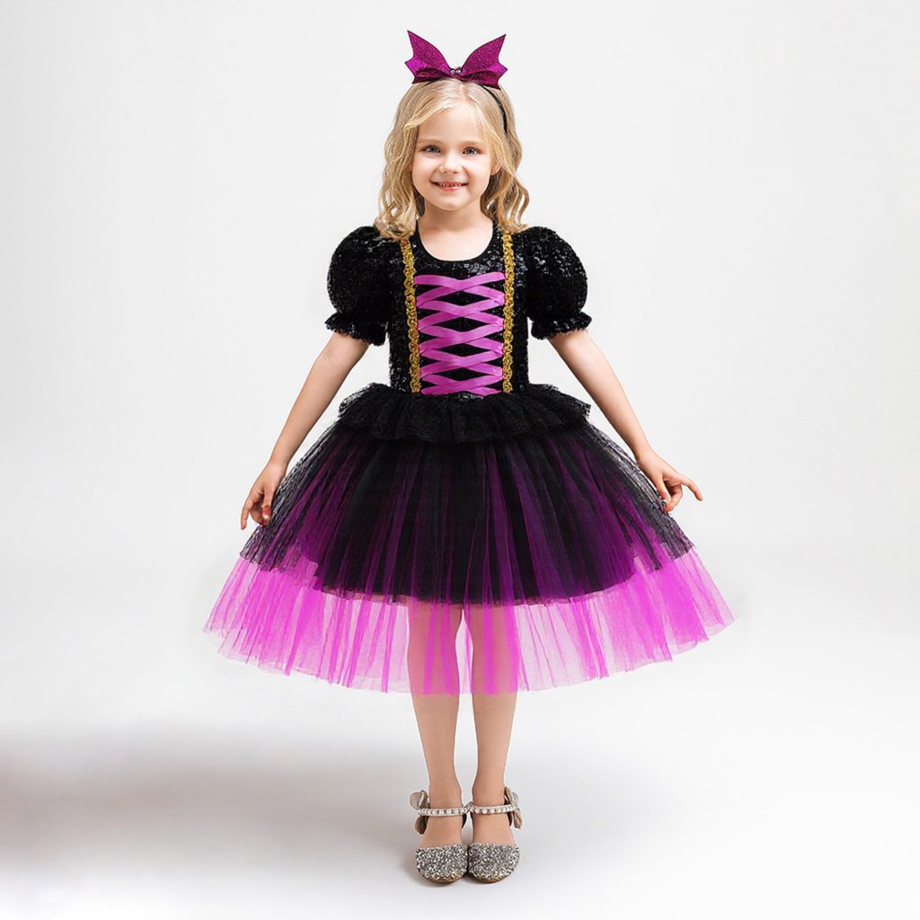 Halloween Dress for Girls Sequin Tulle Princess Dress Role Play Costume Dress,